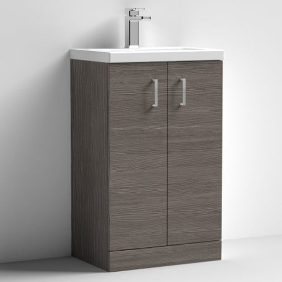 Read more about Arna 50cm vanity unit with ceramic basin in brown grey avola