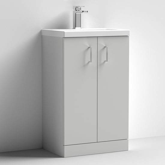 Read more about Arna 50cm vanity unit with ceramic basin in gloss grey mist
