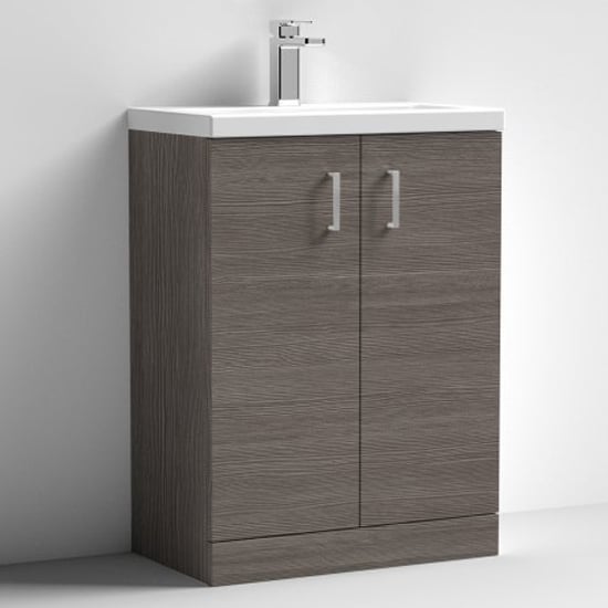 Read more about Arna 60cm vanity unit with ceramic basin in brown grey avola