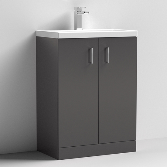 Read more about Arna 60cm vanity unit with polymarble basin in gloss grey