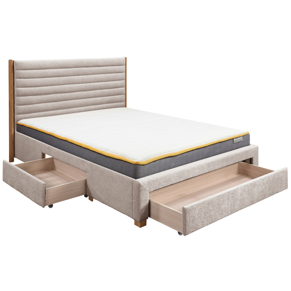 Arnhem Velvet Double Bed With 3 Drawers In Grey