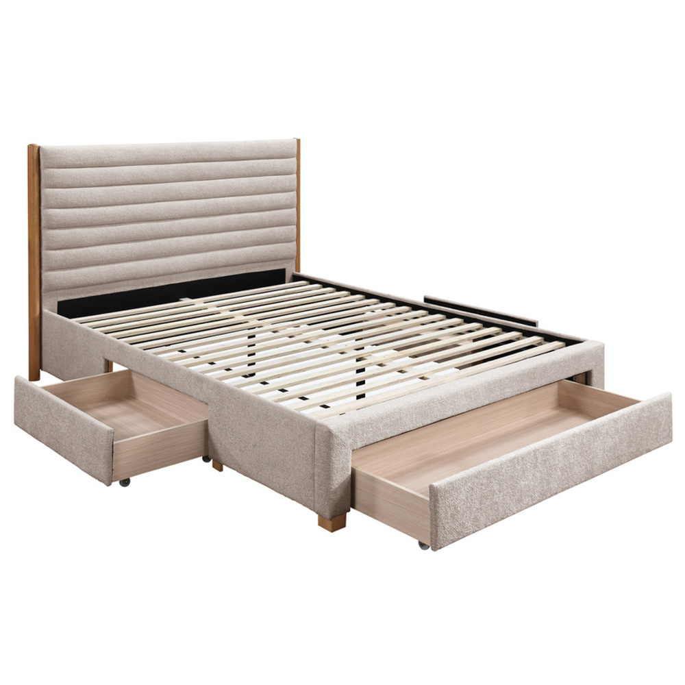 Arnhem Velvet King Size Bed With 3 Drawers In Grey
