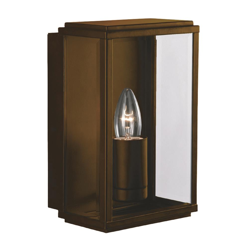 Read more about Arnhem glass shade outdoor wall light in rustic brown