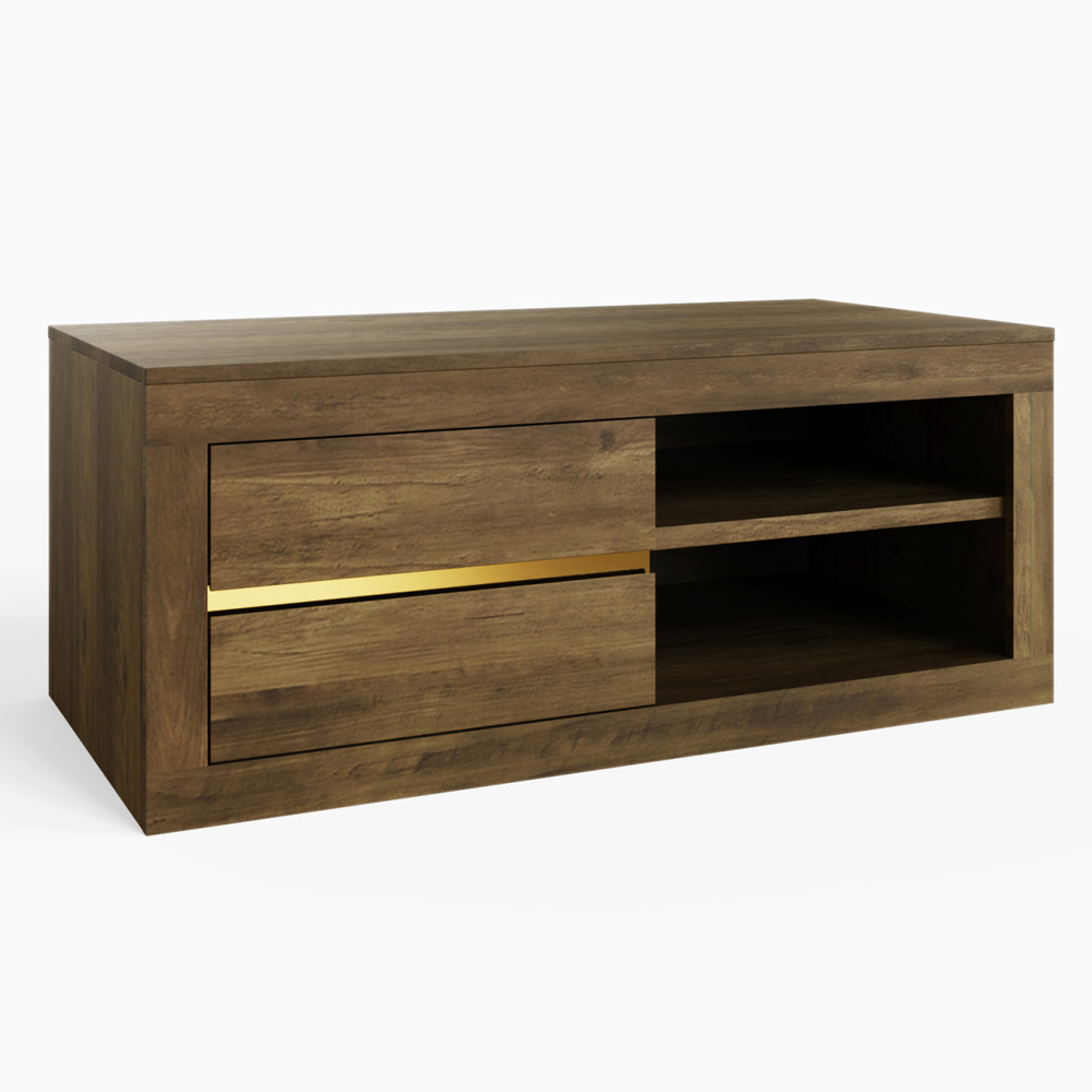 Arnhem Wooden Coffee Table With 2 Drawers - Knotty Oak