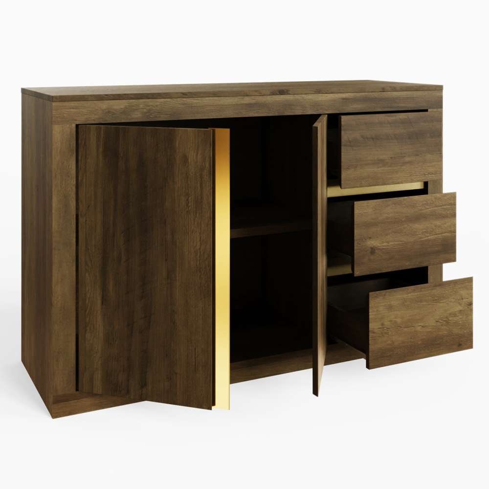 Arnhem Wooden Sideboard With 2 Drawers 2 Doors - Knotty Oak