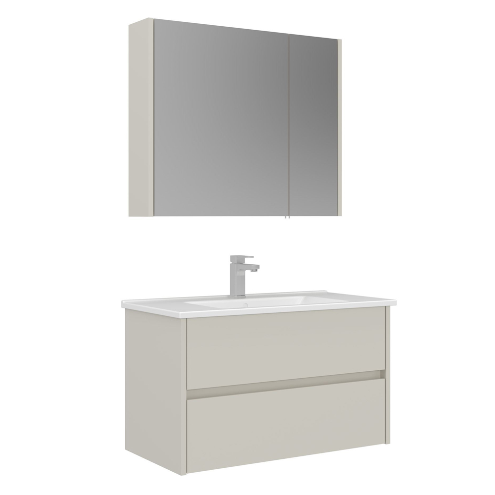 Arno Large Wooden Bathroom Furniture Set with 2 Doors 2 Drawers in Cashmere