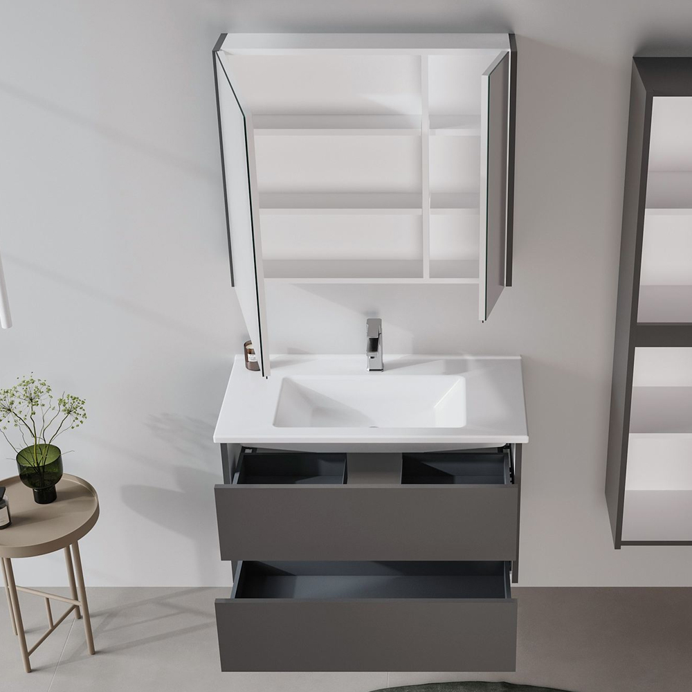Arno Large Wooden Bathroom Furniture Set with 2 Doors 2 Drawers in Grey