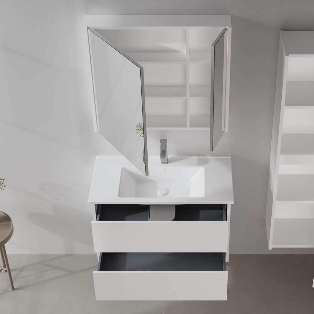 Arno Large Wooden Bathroom Furniture Set with 2 Doors 2 Drawers in White