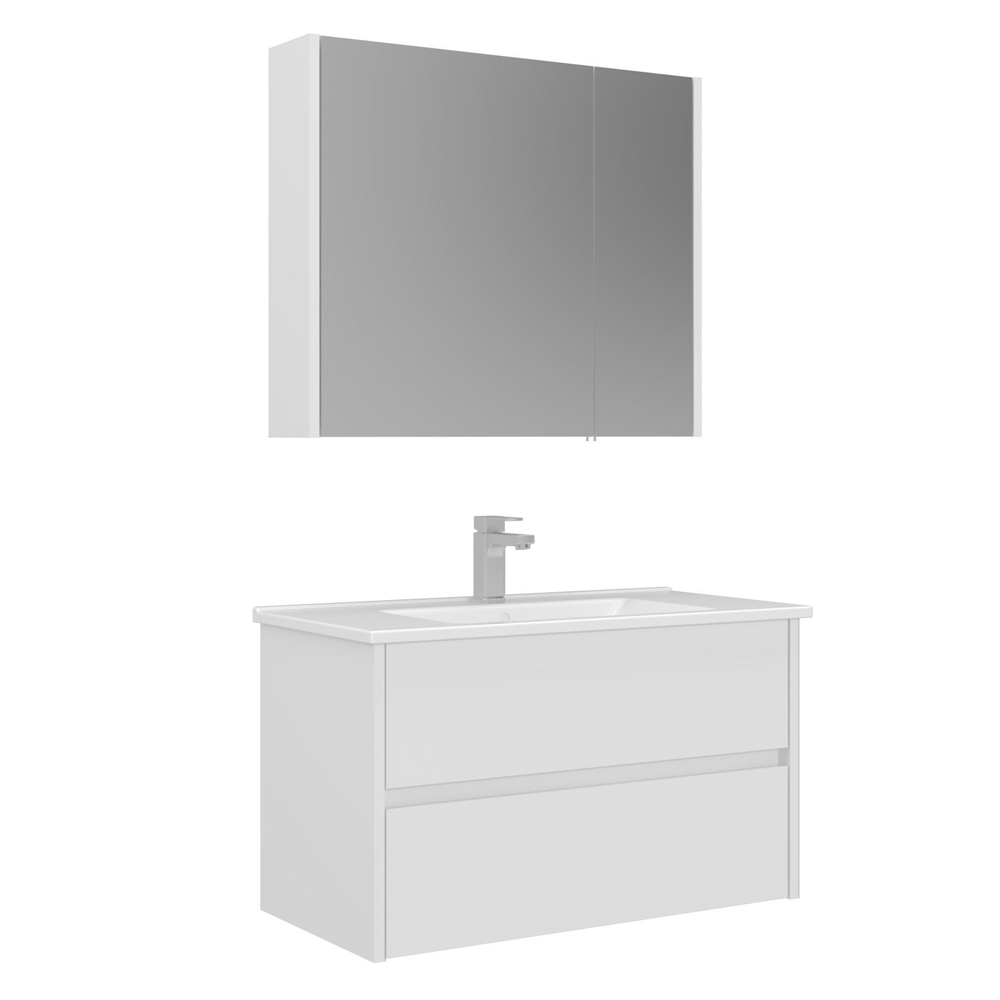 Arno Large Wooden Bathroom Furniture Set with 2 Doors 2 Drawers in White