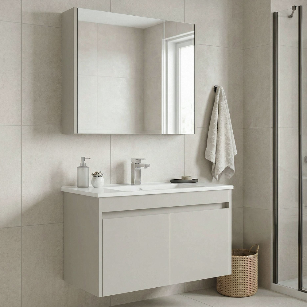 Arno Large Wooden Bathroom Furniture Set with 4 Doors in Cashmere