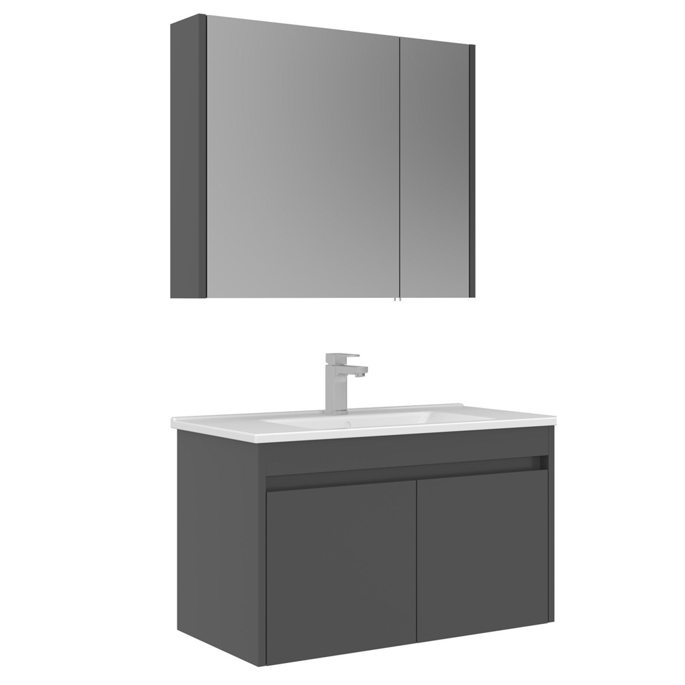 Arno Large Wooden Bathroom Furniture Set with 4 Doors in Grey