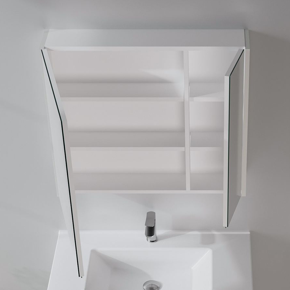 Arno Large Wooden Wall Mounted Bathroom Mirror Cabinet in Cashmere
