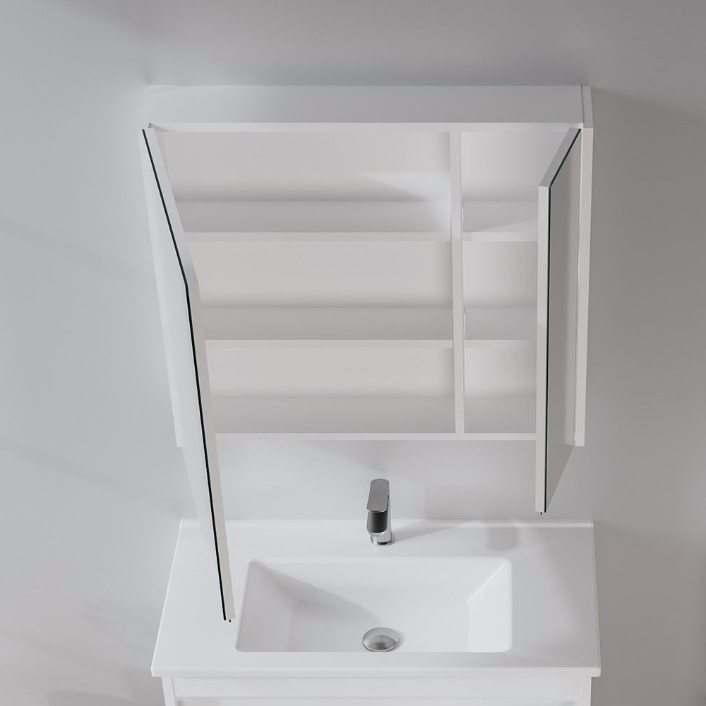Arno Large Wooden Wall Mounted Bathroom Mirror Cabinet in White
