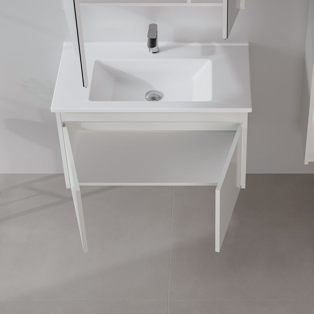 Arno Large Wooden Wall Mounted Vanity Unit with 2 Doors in Cashmere