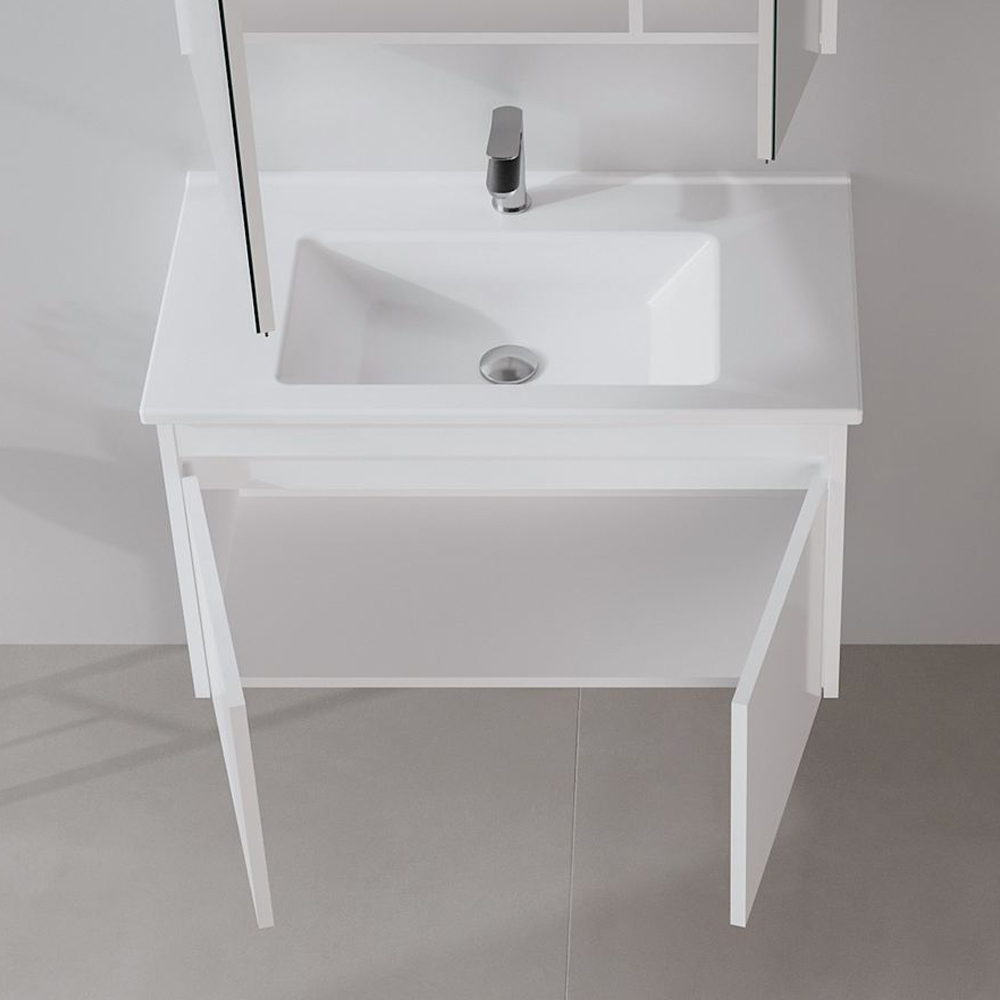 Arno Large Wooden Wall Mounted Vanity Unit with 2 Doors in White