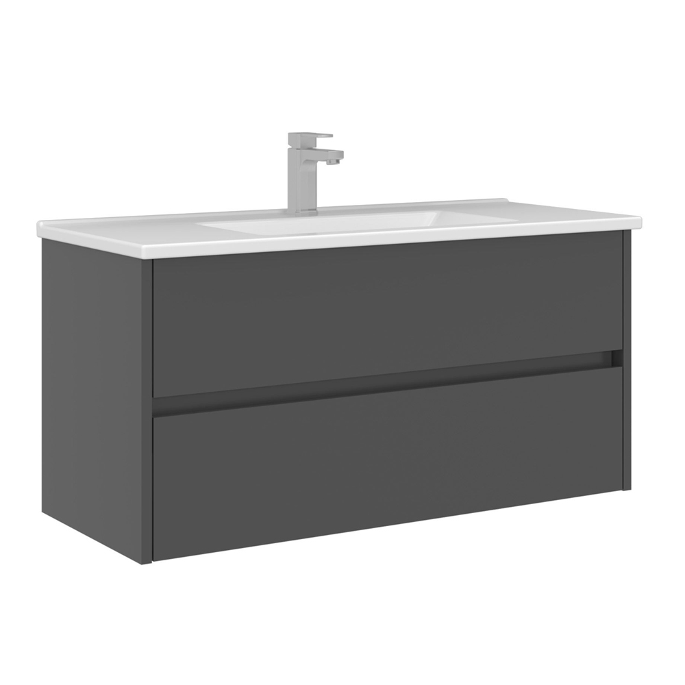 Arno Large Wooden Wall Mounted Vanity Unit with 2 Drawers in Anthracite
