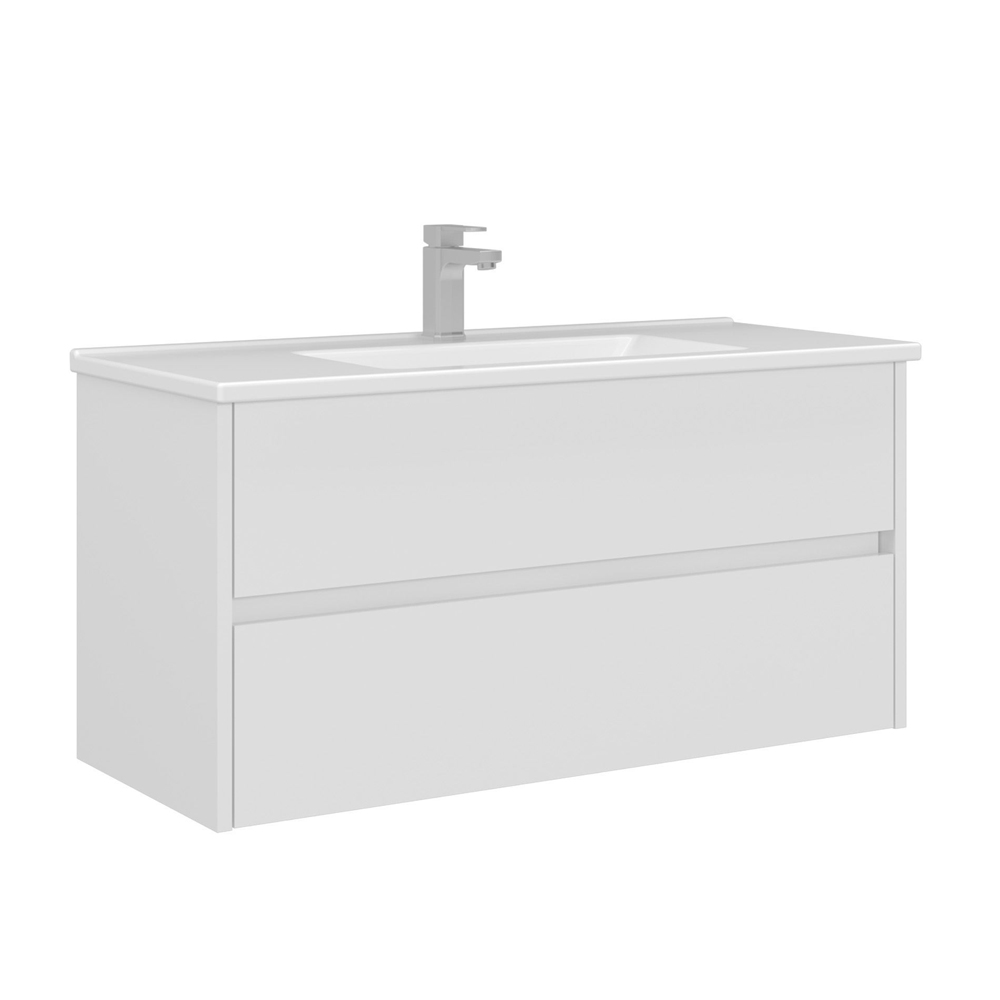 Arno Large Wooden Wall Mounted Vanity Unit with 2 Drawers in White