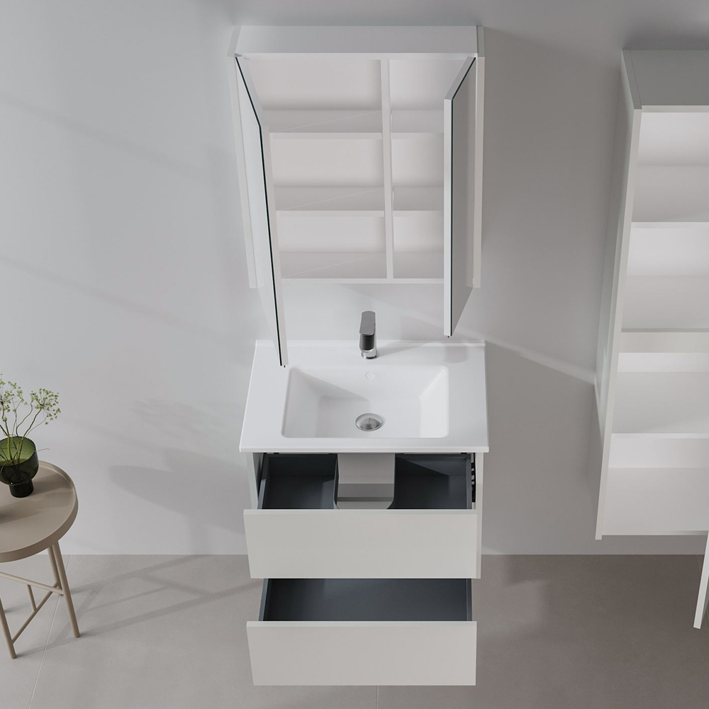 Arno Small Wooden Bathroom Furniture Set with 2 Doors 2 Drawers in Cashmere