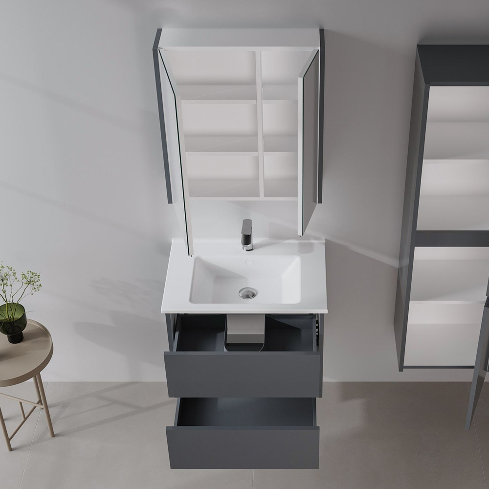 Arno Small Wooden Bathroom Furniture Set with 2 Doors 2 Drawers in Grey
