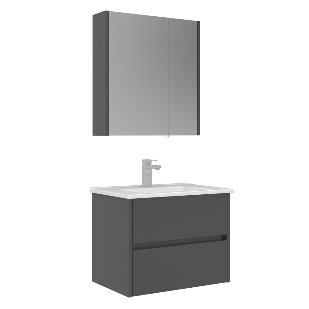 Arno Small Wooden Bathroom Furniture Set with 2 Doors 2 Drawers in Grey