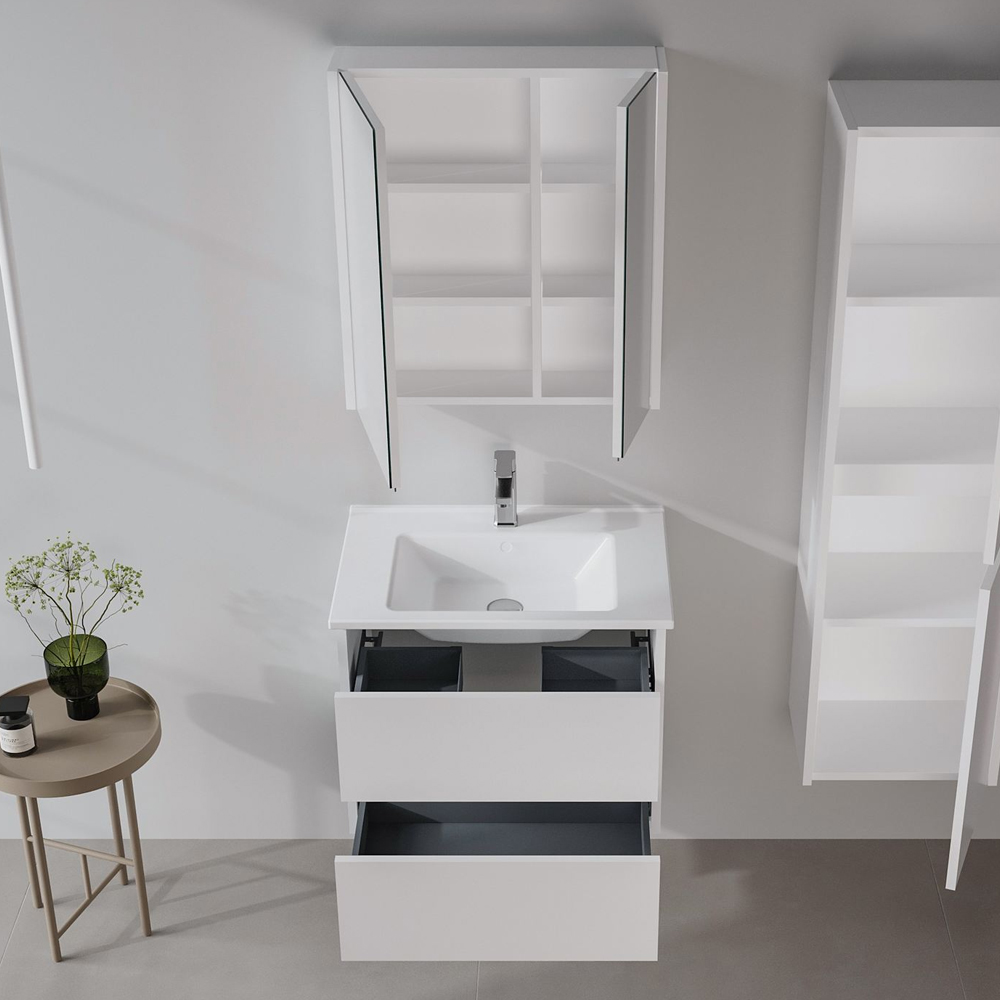 Arno Small Wooden Bathroom Furniture Set with 2 Doors 2 Drawers in White