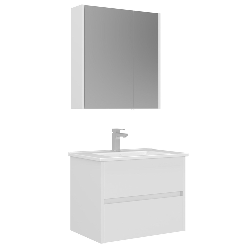 Arno Small Wooden Bathroom Furniture Set with 2 Doors 2 Drawers in White