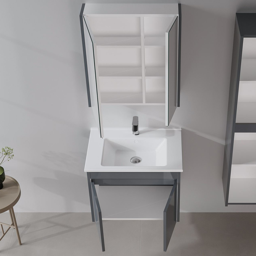 Arno Small Wooden Bathroom Furniture Set with 4 Doors in Grey