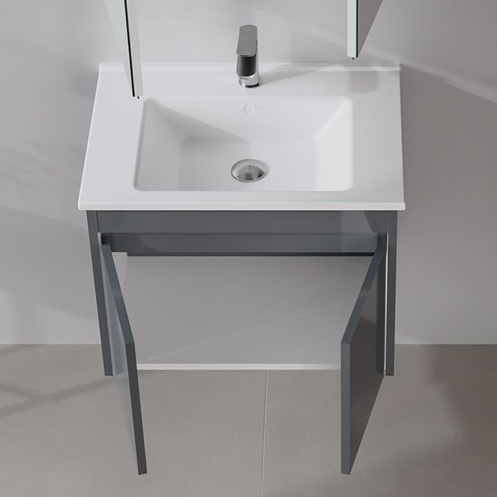 Arno Small Wooden Wall Mounted Vanity Unit with 2 Doors in Anthracite