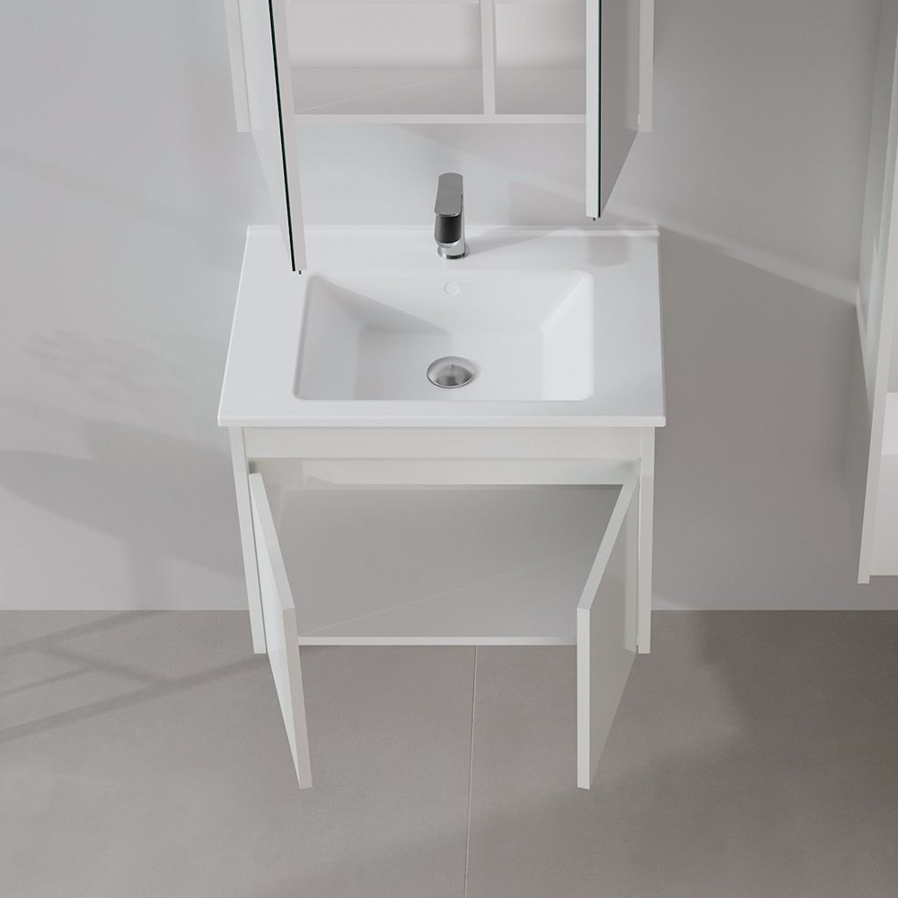 Arno Small Wooden Wall Mounted Vanity Unit with 2 Doors in Cashmere