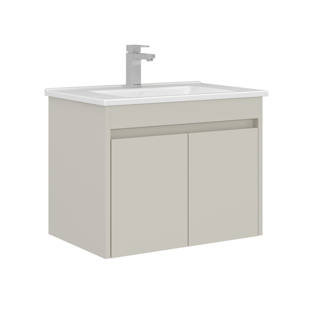 Arno Small Wooden Wall Mounted Vanity Unit with 2 Doors in Cashmere
