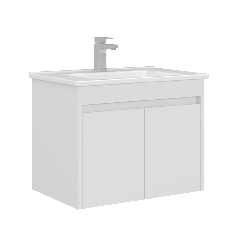 Arno Small Wooden Wall Mounted Vanity Unit with 2 Doors in White