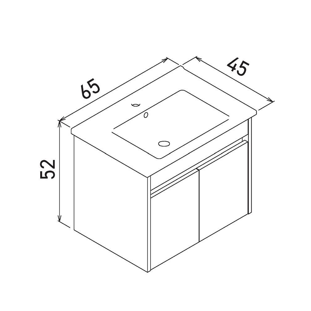 Arno Small Wooden Wall Mounted Vanity Unit with 2 Doors in White