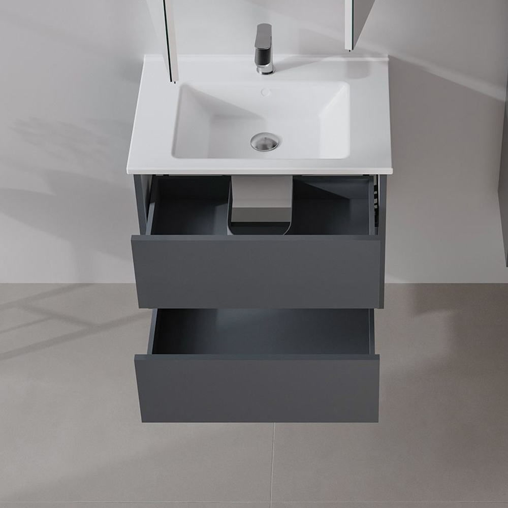 Arno Small Wooden Wall Mounted Vanity Unit with 2 Drawers in Anthracite