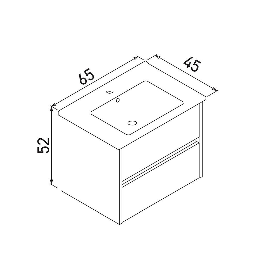 Arno Small Wooden Wall Mounted Vanity Unit with 2 Drawers in Cashmere