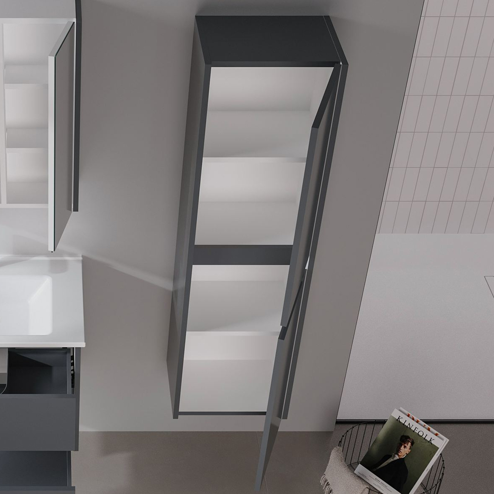 Arno Tall Wooden Bathroom Storage Cabinet in Anthracite