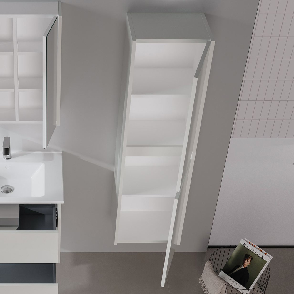 Arno Tall Wooden Bathroom Storage Cabinet in Cashmere
