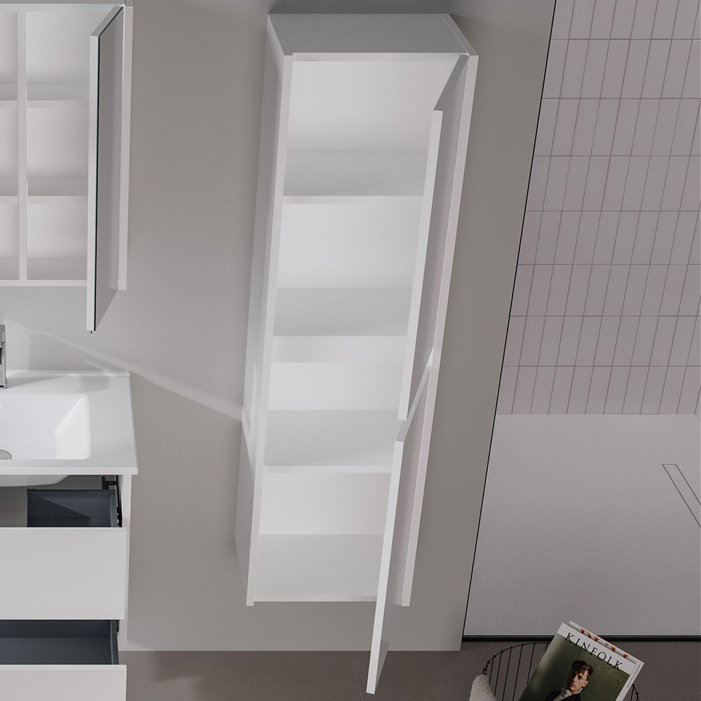 Arno Tall Wooden Bathroom Storage Cabinet in White