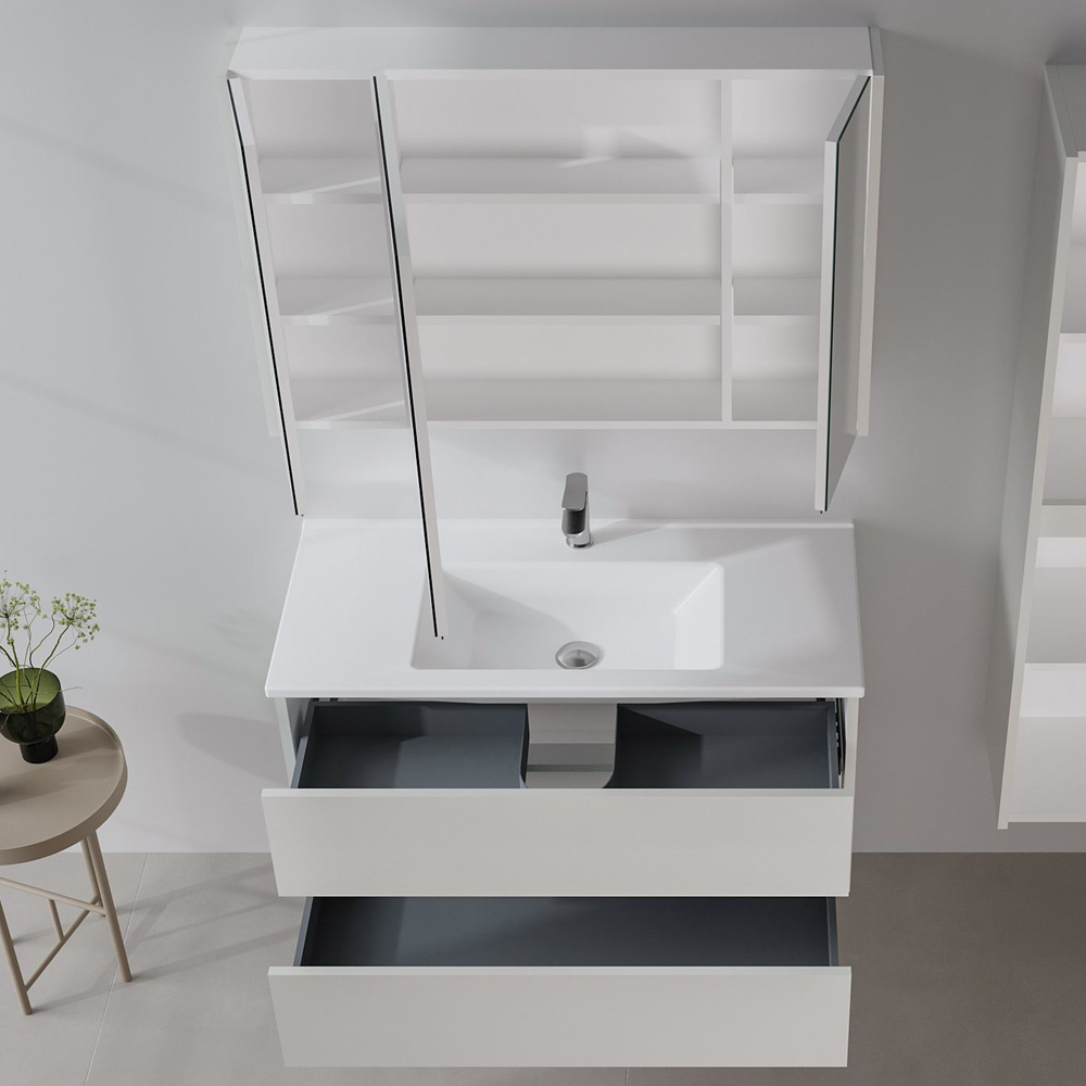 Arno Wooden Bathroom Furniture Set with 3 Doors 2 Drawers in Cashmere