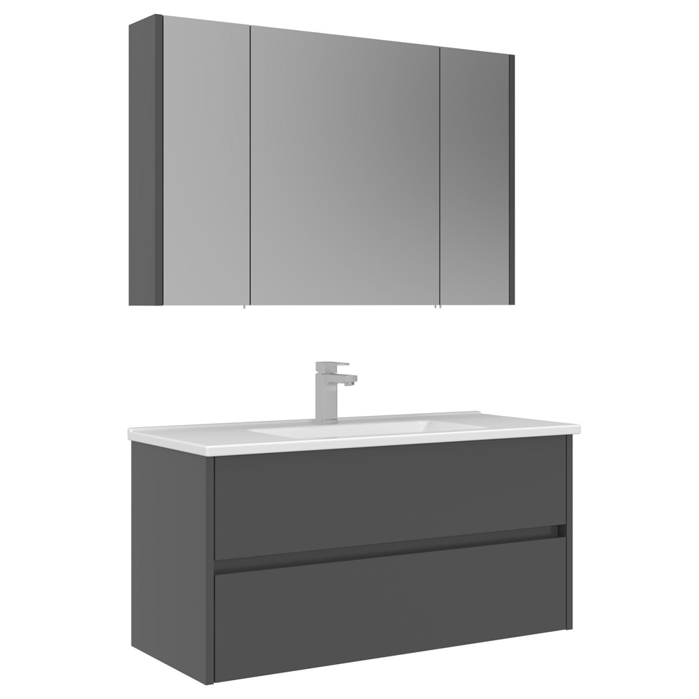 Arno Wooden Bathroom Furniture Set with 3 Doors 2 Drawers in Grey