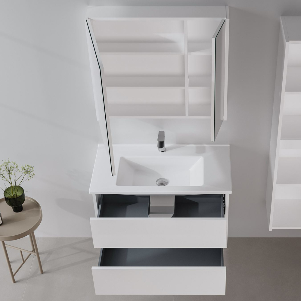 Arno Wooden Bathroom Furniture Set with 3 Doors 2 Drawers in White