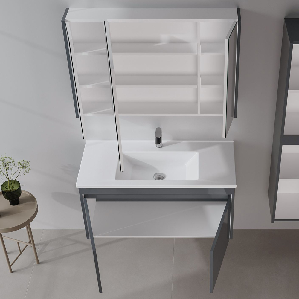 Arno Wooden Bathroom Furniture Set with 5 Doors in Grey