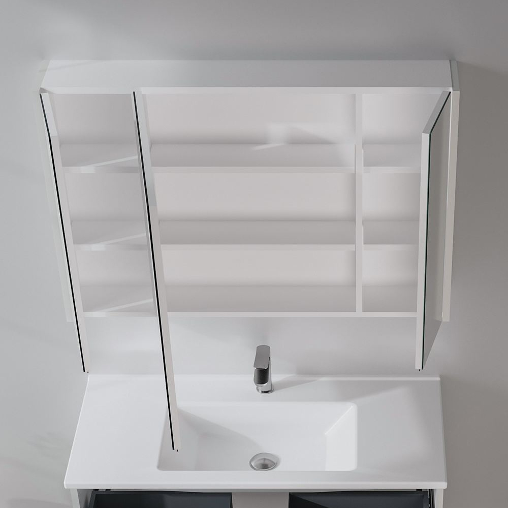 Arno Wooden Wall Mounted Bathroom Mirror Cabinet in Cashmere