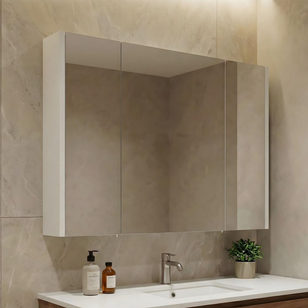 Arno Wooden Wall Mounted Bathroom Mirror Cabinet in White