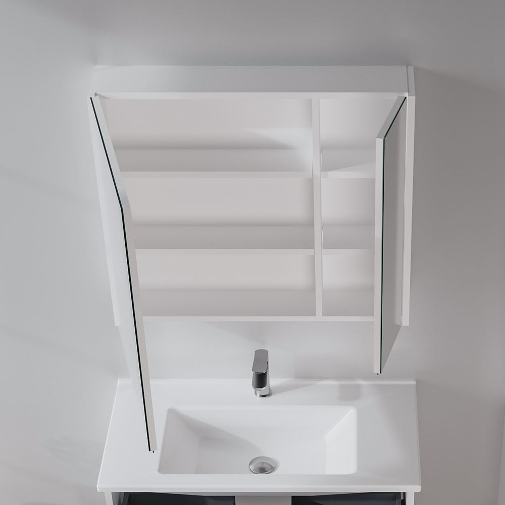 Arno Wooden Wall Mounted Bathroom Mirror Cabinet in White