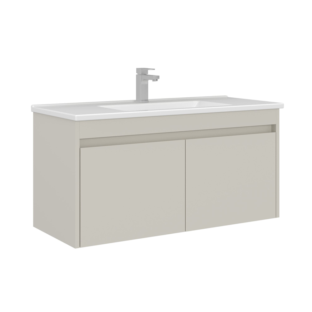 Arno Wooden Wall Mounted Vanity Unit with 2 Doors in Cashmere