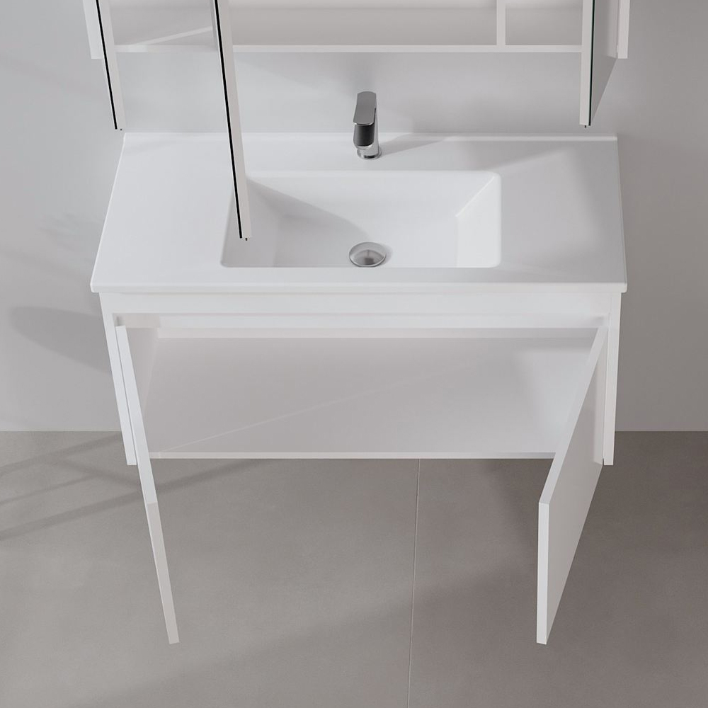 Arno Wooden Wall Mounted Vanity Unit with 2 Doors in White