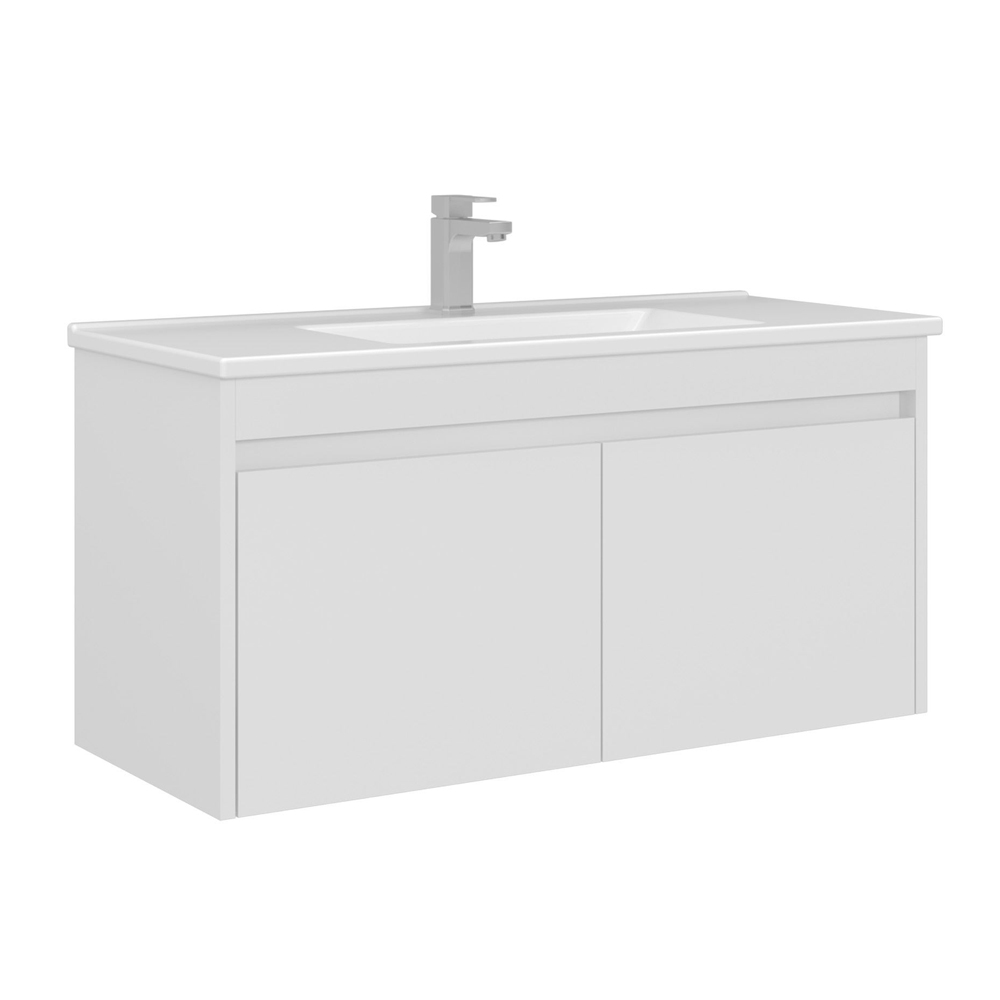 Arno Wooden Wall Mounted Vanity Unit with 2 Doors in White