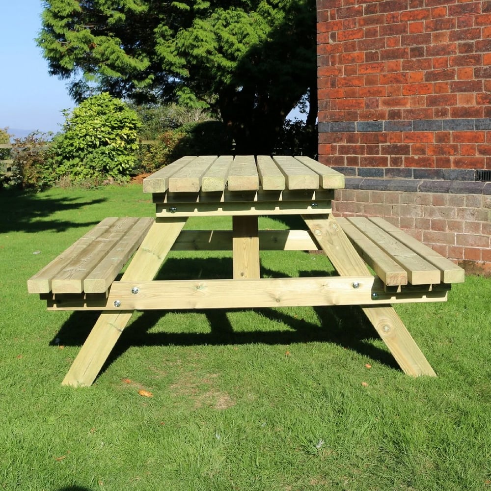 Arnos Large Wooden Garden Picnic Table In Natural