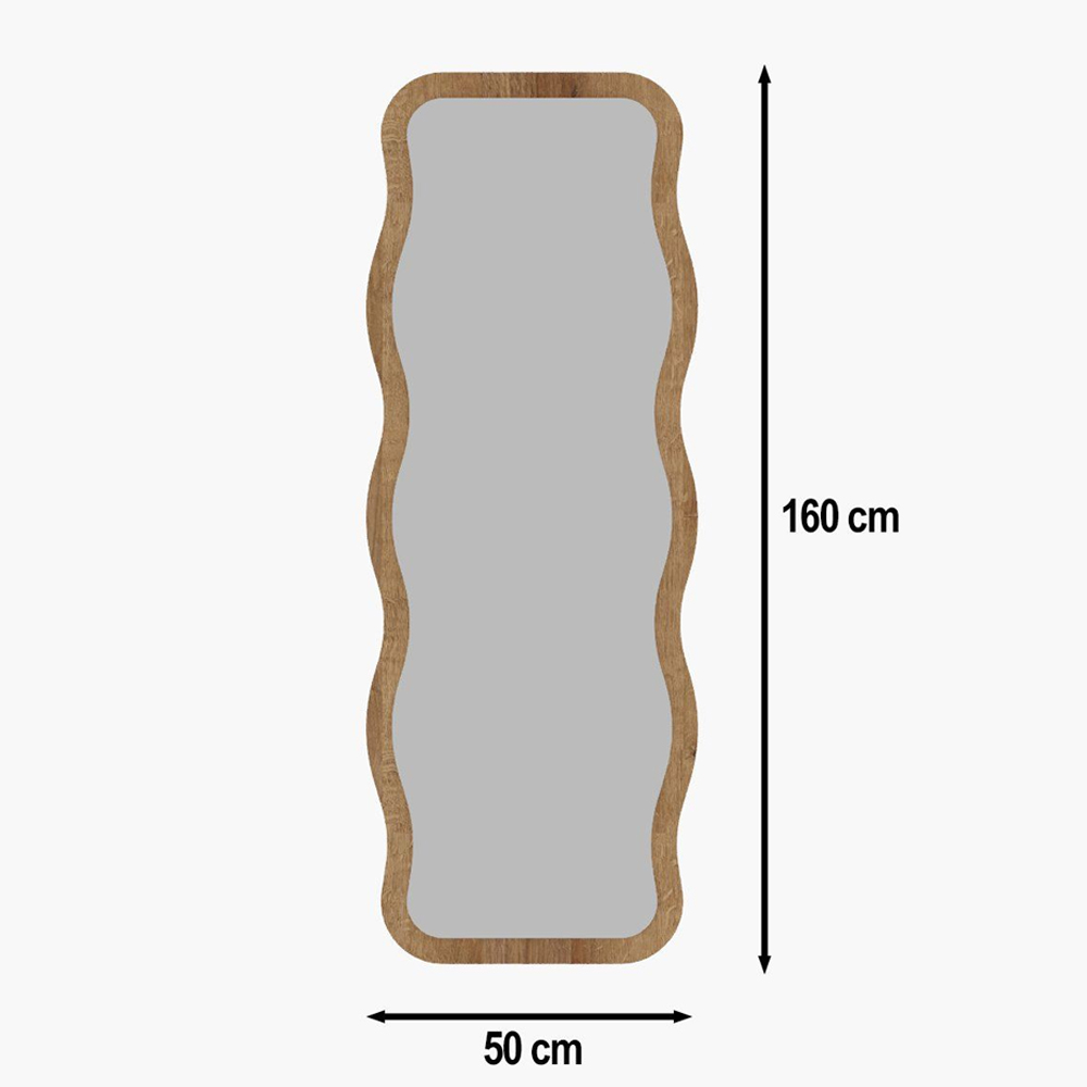Aror Wavy Wooden Full Length Mirror in Natural