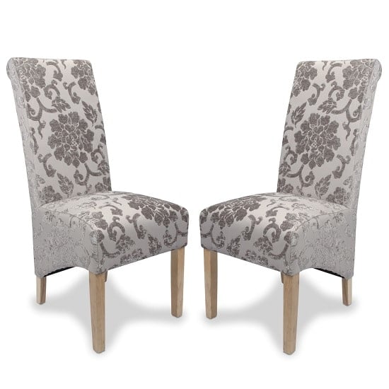 Arora Dining Chair In Mink Fabric With Oak Legs In A Pair